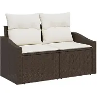 vidaXL Bankstel 9 st Bruin en Crème poly rattan
