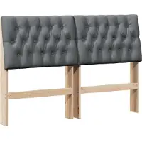 vidaXL Gestoffeerd hoofdbord Donkergrijs 150 cm Massief grenenhout