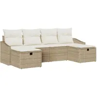 vidaXL Bankstel 6 st poly rattan