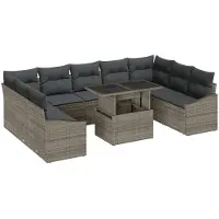 vidaXL Bankstel 10 st Grijs poly rattan