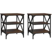 vidaXL Bijzettafels 2 st 40x42x50 cm bewerkt hout bruin eikenkleur