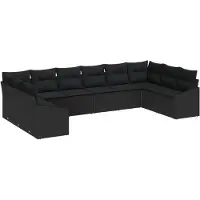 vidaXL Bankset, 10 stuks, zwart [Synthetisch]: Polyrotan
