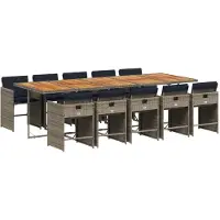 vidaXL 11-delige tuinset met kussens, grijs polyrotan