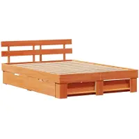 vidaXL Bedframe met lade Wasbruin 160 x 200 cm Massief grenenhout