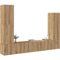 vidaXL 4-delig Tv-meubelset wandmontage bewerkt hout artisanaal eiken