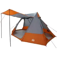 vidaXL Camping Tent 10-persoons Waterdicht Grijs en Oranje taft