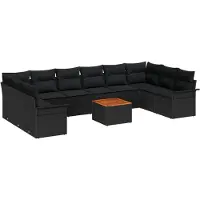 vidaXL Tuinbankenset 11 st Zwart poly rattan
