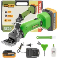 Procraft SC20 accu-schapenscheermachine 20 V 76 mm + 1x accu 4,0 Ah + oplader + koffer