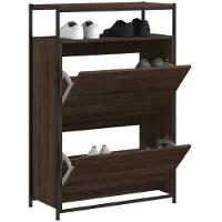 vidaXL Schoenenkast 75x34x112 cm bewerkt hout bruin eikenkleur