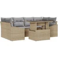vidaXL Tuinbank Set 7 st Beige en Lichtgrijs poly rattan