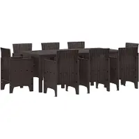 vidaXL Tuin Eettafel Set 9 st Bruin Polypropyleen