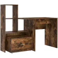 vidaXL Bureau Rook Eiken Bewerkt hout 131,5 x 50 x 106,5 cm