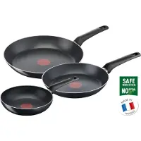 Tefal Simple Cook Koekenpannenset - 24/28/32cm - Niet geschikt voor Inductie - Anti-aanbaklaag - Aluminium - Zwart