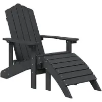 vidaXL Tuinstoel Adirondack met voetenbank HDPE antracietkleurig