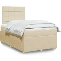 vidaXL Boxspring met matras stof crèmekleurig 120x200 cm