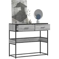 vidaXL Wandtafel 90x35x80 cm bewerkt hout grijs sonoma eikenkleurig