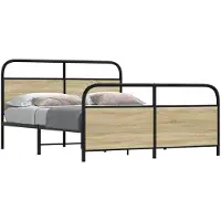 vidaXL Bedframe zonder matras metaal sonoma eikenkleurig 150x200 cm