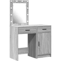 vidaXL Make-up tafel, 2 stuks, grijs, 50 x 41 x 135 cm, houtvezel