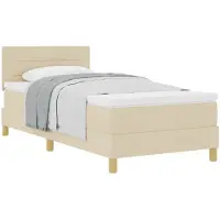 vidaXL Boxspring bed met kussen met hoofdeinde Crème 100 x 200 cm Stof