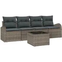 vidaXL Tuinbank Set Grijs 55 x 55 x 37 cm poly rattan
