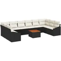 vidaXL Tuinbank Set 11 st Zwart en Crème poly rattan