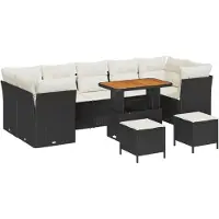 vidaXL Tuinbank Set 10 st 7-Aantal zitplaatsen Zwart en Crème