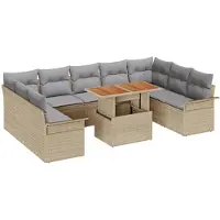 vidaXL Tuinbank Set 10 st beige en lichtgrijs