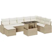 vidaXL Tuinbank Set 9 st Beige en Crème poly rattan