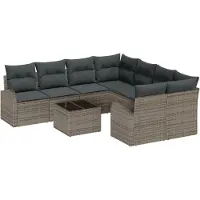 vidaXL Tuinbank Set Grijs 55 x 55 x 37 cm poly rattan