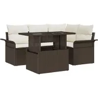 vidaXL Tuinbank Set 5 st Bruin poly rattan