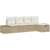 vidaXL Set van 5 tuinmeubels, polyrotan