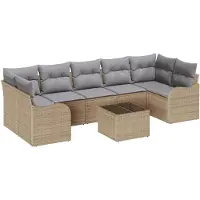 vidaXL Tuinbank Set 8 st 7-Aantal zitplaatsen Beige en Grijs