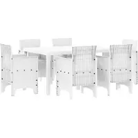 vidaXL Tuinset, 7-delig, wit, kunststof riet