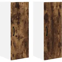 vidaXL Wandkast LUCCA 2 st Gerookt eiken Bewerkt hout