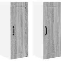 vidaXL Wandkast LUCCA 2 st Grijs sonoma Bewerkt hout