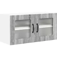 vidaXL Wandglas Kasten LUCCA Grijs sonoma 80 x 31 x 40 cm Bewerkt hout
