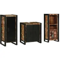 vidaXL Badkamermeubel Set 3 st Veelkleurig en Zwart 40 x 35 x 90 cm
