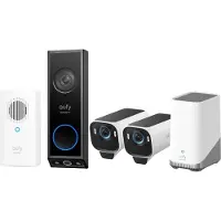 Eufy Security eufyCam S3 Pro MaxColor Vision 4K 2-Cam Set inclusief Homebase 3 + E340 2K Draadloze Video Deurbel Inclusief Chime - Bundelvoordeel