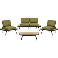 Beliani MINOZZO - Loungeset 4-zits - Olijfgroen - Gecertificeerd acaciahout