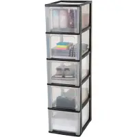 Iris Organizer Chest ladesysteem A4 - 5 diepe lades - 5 x 13L - Kunststof - Zwart/Transparant