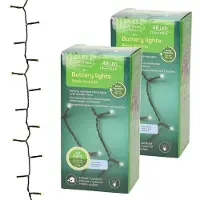 Lumineo kerstverlichting - 2x stuks - batterij - 48 led lampjes - helder wit - 400 cm