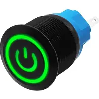 Proride Metalen Pulsschakelaar 12V OFF-(ON) - 22mm - Momentschakelaar - Spatwaterdicht - 12V/24V - LED Indicatie Groen