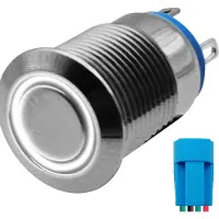 Proride Metalen Pulsschakelaar 12V OFF-(ON) - 12mm - Momentschakelaar met Aansluitkabel - Spatwaterdicht - 12V/24V - LED Indicatie Wit
