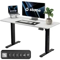 Stane Zit Sta Bureau Elektrisch Verstelbaar - 4 Geheugen Standen - Incl. Kabelgoot - 160 x 80 cm - Wit Blad, Zwart Frame