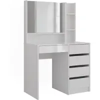 Vicco Kaptafel Sherry Wit/Wit Hoogglans 89.8 cm met spiegel, Model 57702