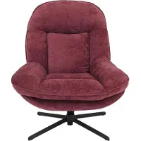 Mendler Relaxfauteuil -P32, televisiefauteuil Nosag-vering Gestoffeerde fauteuil, draaibaar Metaal Stof/textiel Chenille (370 g/m²) ~ bes