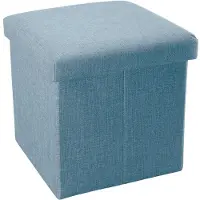 Intirilife opvouwbare kruk zitzak stoel 30 x 30 x 30 cm in blauw lichtblauw opbergdoos kubus van linnen met deksel