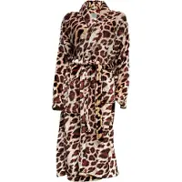 Linnick Flanel Fleece Badjas Leopard - bruin - M