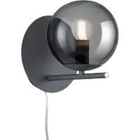 TRIO PURE - Wand lamp - Antraciet - excl. 1x E14 28W - Rookkleurige glas