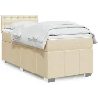 vidaXL Boxspring met matras stof crèmekleurig 90x200 cm